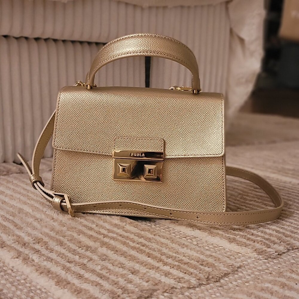 Like New Gold Furla Top Handle Bag